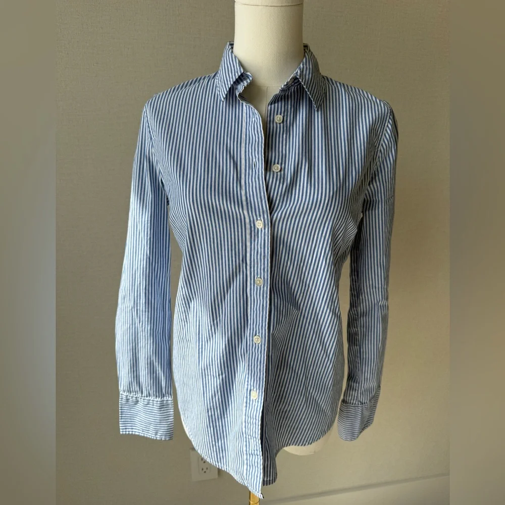 J. Crew Slim Fit Light Blue and White Striped Dress Shirt